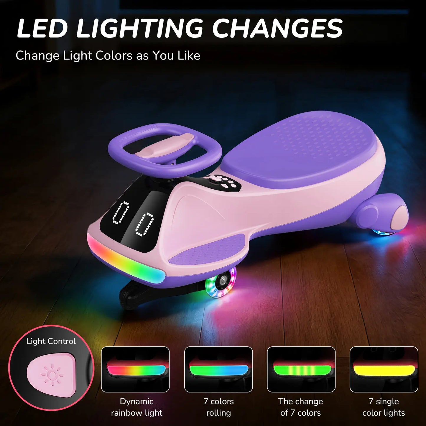 SmartGlow 2-in-1 Electric Wiggle Ride