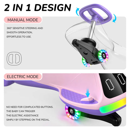 SmartGlow 2-in-1 Electric Wiggle Ride