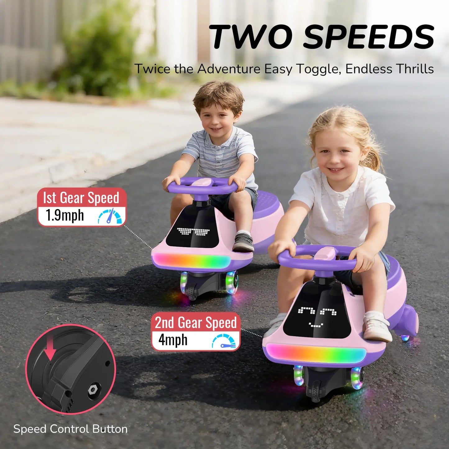 SmartGlow 2-in-1 Electric Wiggle Ride