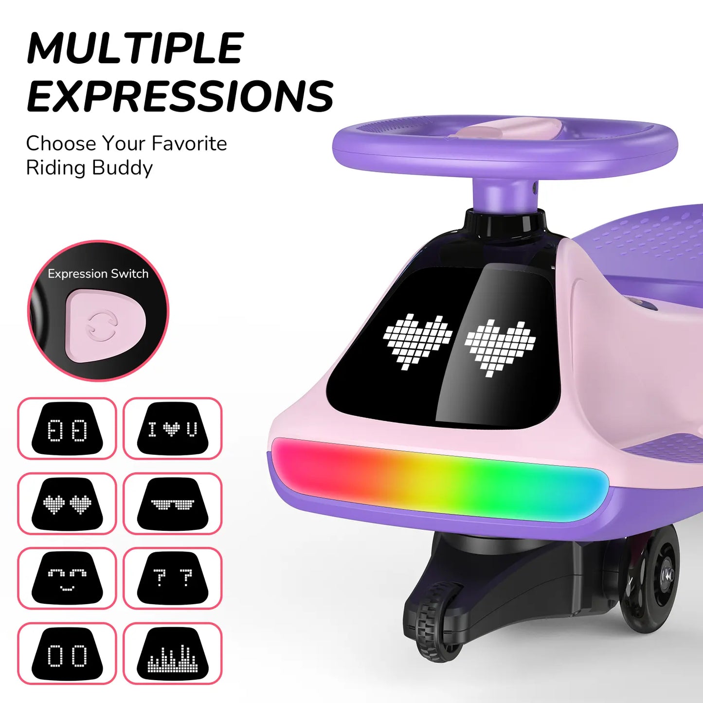 SmartGlow 2-in-1 Electric Wiggle Ride